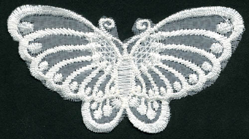 3"+3/4" X 2"+1/4" Embroidered Butterfly-Ivory