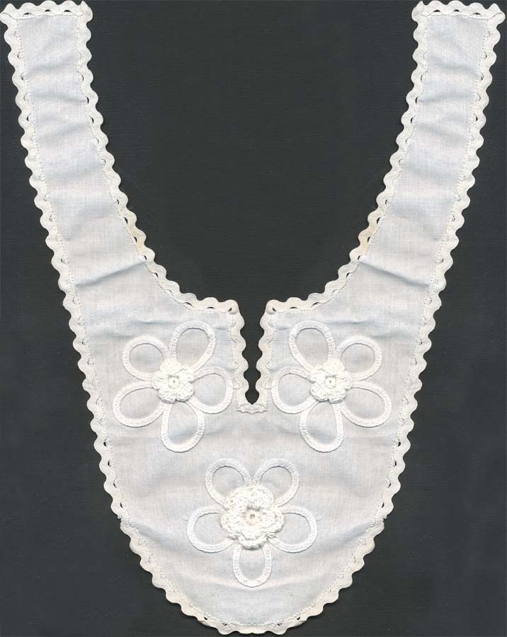 14" Cotton Crochet Embroidered Collar-White