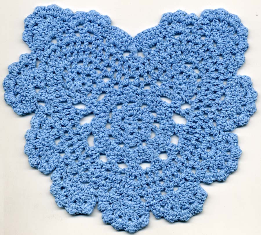 5.5" x 6.25" Crochet Heart Applique-Light Blue