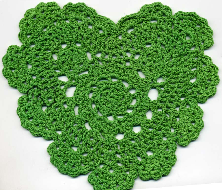 5.5" x 6.25" Crochet Heart Applique-Green