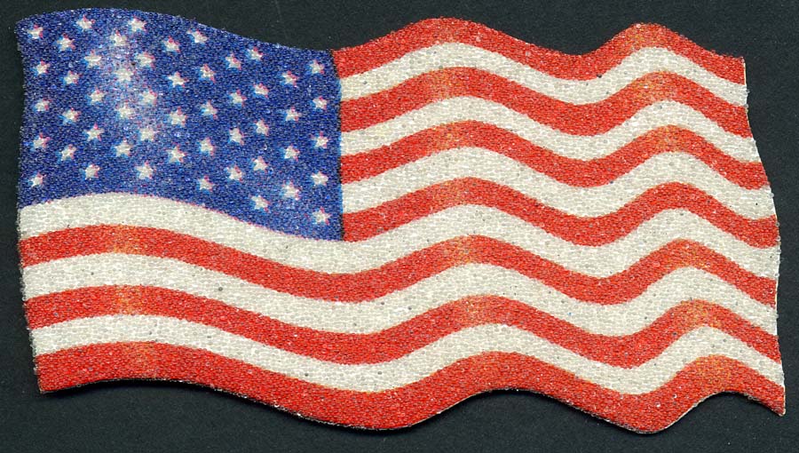 5.5" X 2.75" Caviar Bead Waving USA Flag-Red-White-Blue