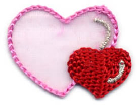 1+1/2" Heart Applique-Pink/Red/Silver Combo