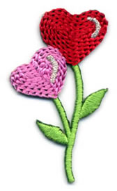 1+1/2" Hearts Applique-Pink/Red/Green Combo 