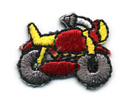 1" X 3/4" Motorcycle Applique-Red/Black/Yellow/White Combo