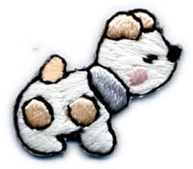 1+1/4" Dog Applique-Ivory/Tan/Black Combo