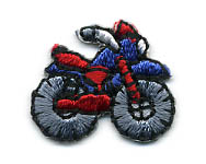 1" X 3/4" Motorcycle Applique-Blue/Red/Grey/Black Combo