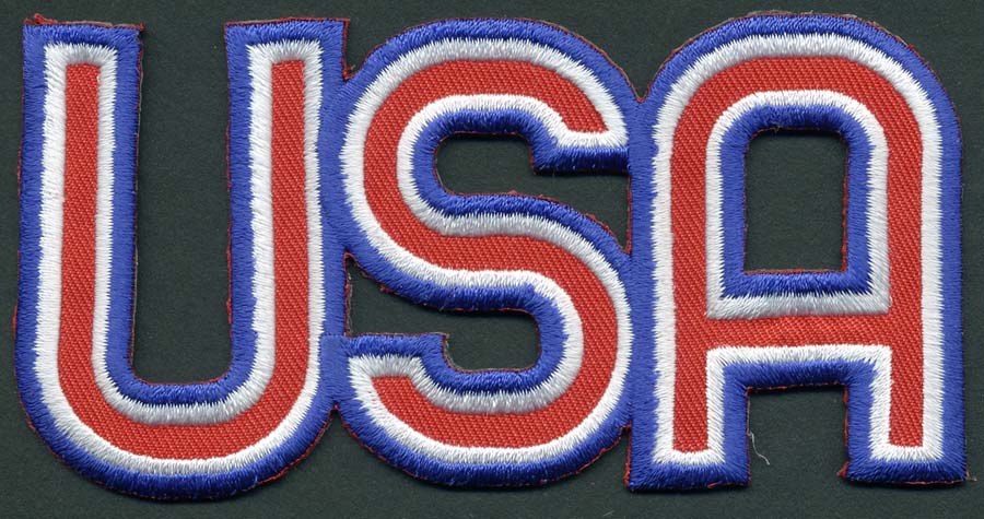 4+5/7" X 2+3/8" USA Letter Applique-Red-White-Blue