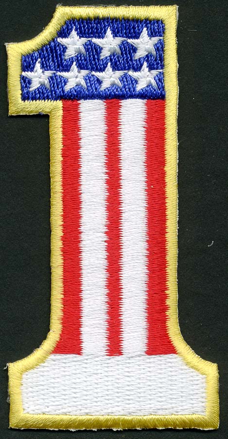 1+7/8" X 4 5/8" Number 1 USA Applique-Red-White-Blue With Gold Border