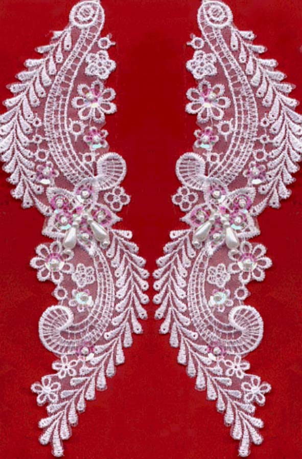 Rayon Flower Venise Applique With Pearls And Sequins