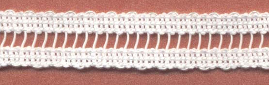 <font color="red">IN STOCK</font><br>1/2" Cotton Ladder Braid With Rayon Center-White