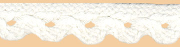 <font color="red">IN STOCK</font><br>3/4" Cotton Cord Scallop Braid-White