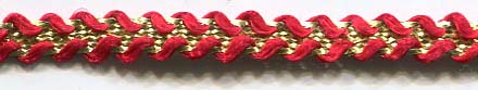 1/2" Metallic And Rayon Star Braid-Red/Gold Combo