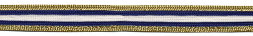<font color="red">IN STOCK</font><br>11/16" Metallic/Rayon Stripe Braid-Gold/Navy/White