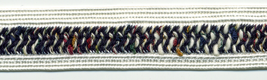 3/4" Wide Rayon/Cotton Fancy Weave Braid-White Combo<br>see Special Pricing Tab