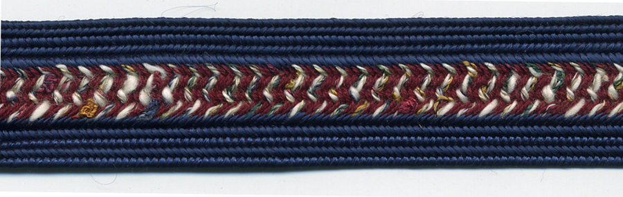 3/4" Wide Rayon/Cotton Fancy Weave Braid-Navy/Wine Combo<br>see Special Pricing Tab