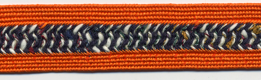 3/4" Wide Rayon/Cotton Fancy Weave Braid-Orange Combo<br>see Special Pricing Tab