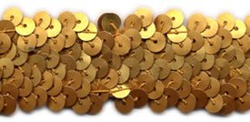 1+1/8" Wide "3 Row Stretch" Sequin Knit Braid-Matte Gold<br>see Special Pricing Tab