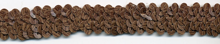 1" Wide "2 Row" Stretch Sequin Knit Braid-Dark Wood Look<br>see Special Pricing Tab