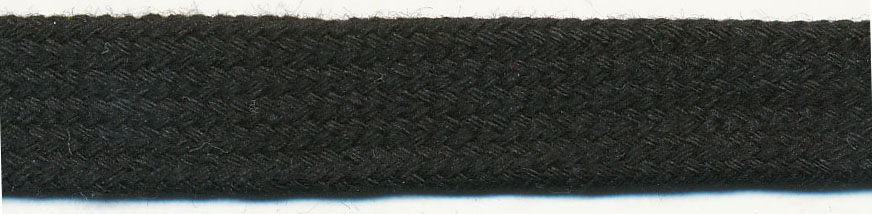 <font color="red">IN STOCK</font><br>9/16" Cotton/Poly Blend Flat Tubular Cord-Black<br>(92% cotton / 8% poly)