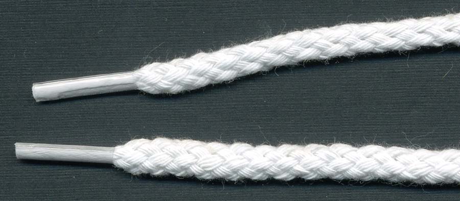 <font color="red">IN STOCK<br>MADE IN USA</font><br>60" Tipped Cotton Drawcord-White
