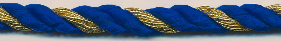 <font color="red">IN STOCK</font><br>3/8" 2-ply Rayon/1-ply Metallic Twisted Cable Cord-Royal/Gold