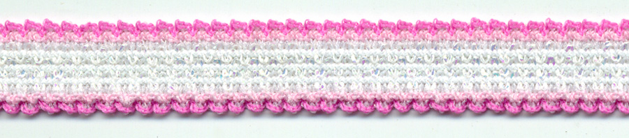<font color="red">IN STOCK</font><br>7/16" K-Pop Elastic-Hot Pink/White Iridescent Combo