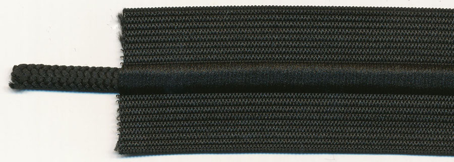 <font color="red">IN STOCK</font><br>1+1/2" Poly Knit Elastic With Drawcord-Black/Black