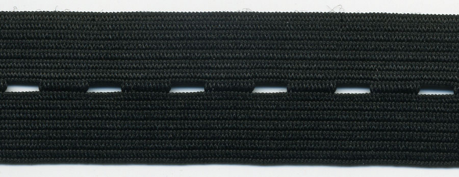 <font color="red">IN STOCK</font><br>7/8" Wide Button Hole Elastic-Black