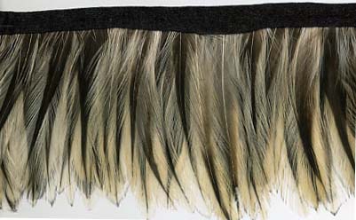 2.5" Feather Fringe-Ecru Brown Combo With Black Ribbon