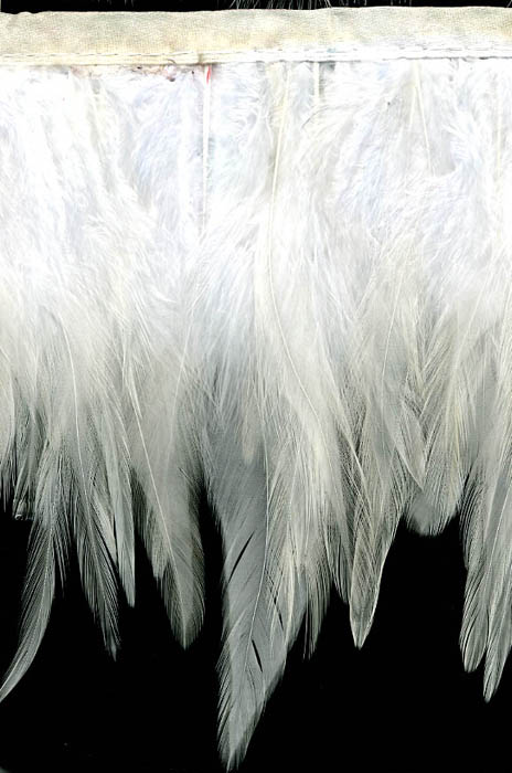 3.5" Feather Fringe-White With White Ribbon