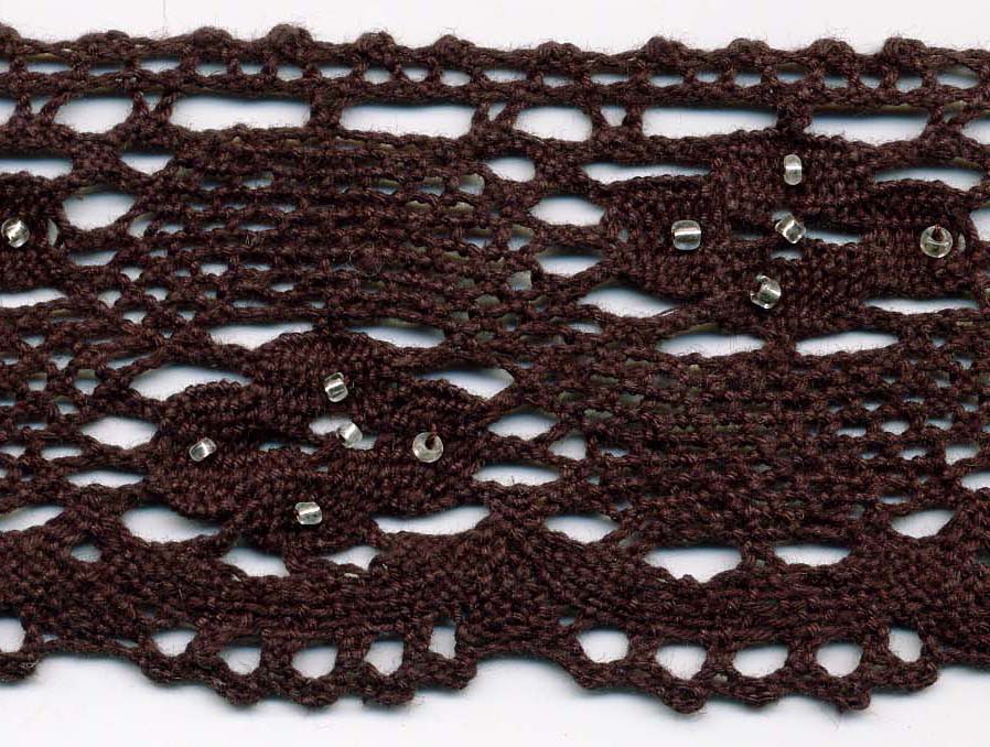 <font color="red">IN STOCK</font><br>2+3/8" Cotton Cluny With Beads-Chocolate/Silver Beads