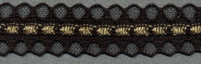 11/16" Poly Galloon Raschel Lace-Black/Gold