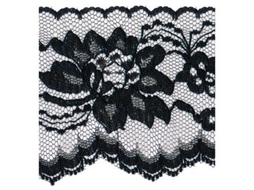 3" Poly Flat Raschel Lace Edge-Black