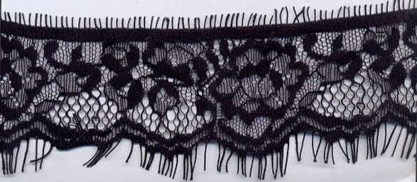 2" Floral Straight Edge Lace-Black<>Chantilly / Eyelash Lace