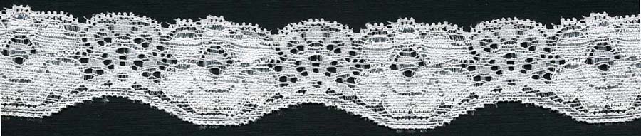 1.25" Nylon Stretch Lace White