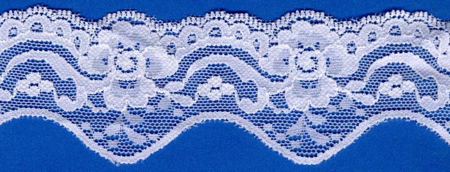 2" Nylon Stretch Lace Scallop Edge White