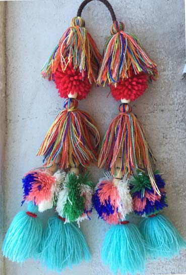 Tassel and Pom Pom Combo-Turqiose and Red