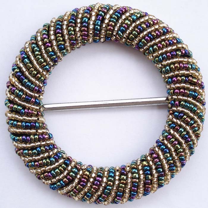 3" Beaded Round Slider BuckleMidnight Iris Beads/Gold Slider
