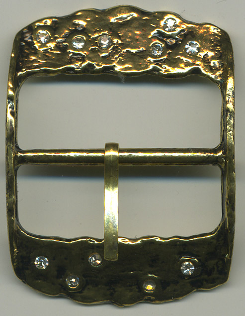 <font color="red">IN STOCK</font><br>2+1/8" Long w/1+3/8" Belt Slot Metal/Rhinestone Slider-Gold/Crystal