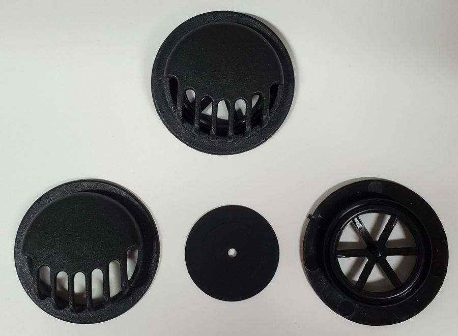 <font color="red">IN STOCK</font><br>26.75mm Face Mask Exhalation Vent 180 Degrees (3-PC Set)-Black