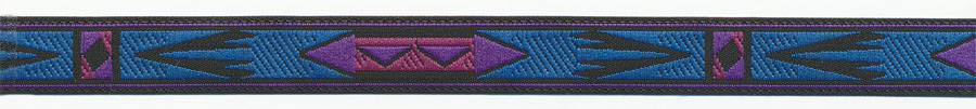 <font color="red">IN STOCK</font><br>1/2" Apache Pattern Jacquard Ribbon-Black/Purple/Magenta/Blue
