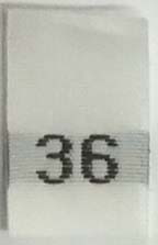 #36 1/2" Wide X 3/4" Tall Woven Size Tab-White Background with Black Print
