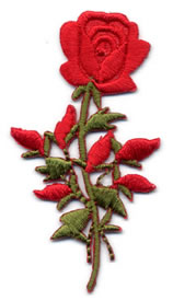 1+1/2" X 3" Rose Applique-Red/Green Combo