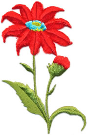 2+1/4" X 3+1/2" Chenille Daisy-Green/Red/Light Blue/Yellow Combo