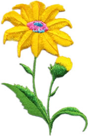 2+1/4" X 3+1/2" Chenille Daisy-Green/Yellow/Light Blue/Pink Combo