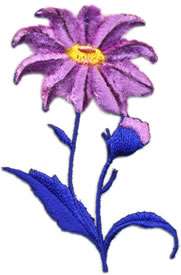 2+1/4" X 3+1/2" Chenille Daisy-Royal/Purple/Yellow/Pink Combo