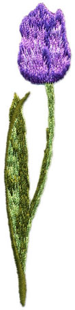 7/8" X 4+3/8" Tulip Applique-Moss/Olive/Purple/Lilac Combo
