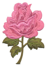 3.5" X 5.25" Rose Applique-Pink/Moss/Green Combo