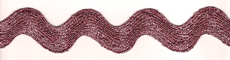 <font color="red">IN STOCK</font><br>1+5/8" Metallic Ric Rac-Rose