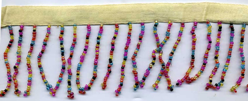<font color="red">IN STOCK</font><br>2" Poly/Glass Beaded Fringe w/1/2" Satin Header-Yellow